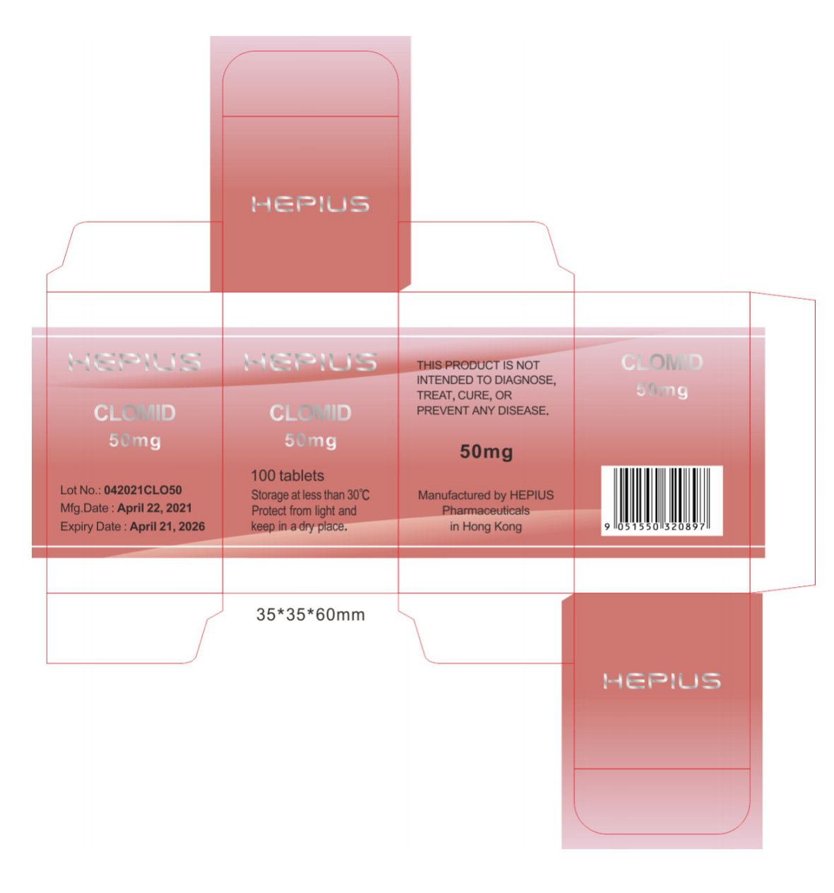 Clomiphene,  or Clomid    50mg, 100 tablets, 克罗米芬